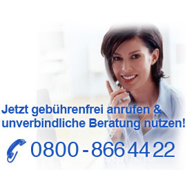 Jetzt gebührenfrei anrufen & unverbindlich Beratung nutzen! - 0800-8664422